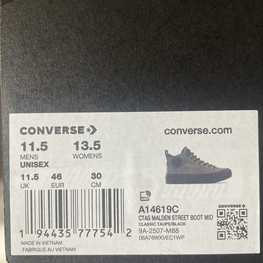 Converse Malden Street Boot‎ Mid Shoes Mens 11.5 Taupe Black Classic A14619C NEW
